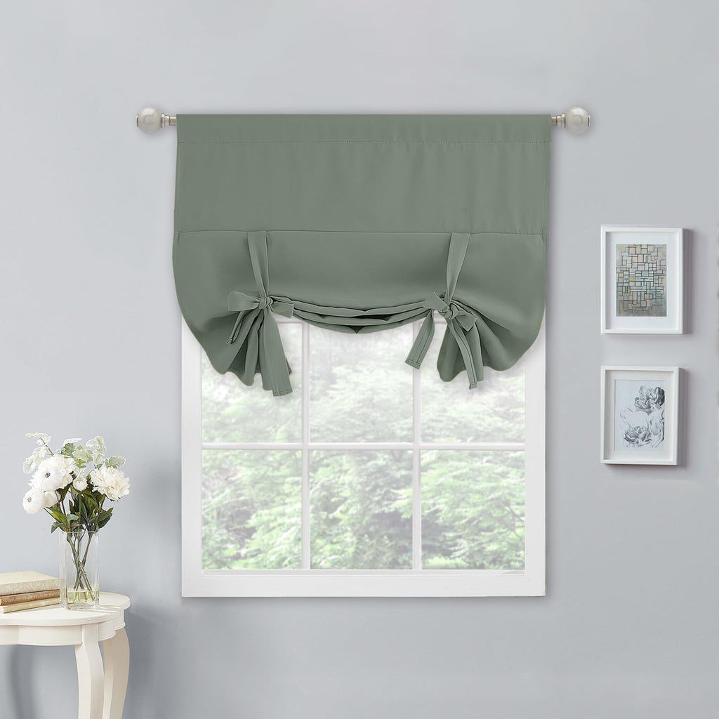 NICETOWN Blackout Tie Up Curtains for Bedroom Thermal Insulated Curtains 45 inches Long Rod Pocket Short Curtains for Small Wind