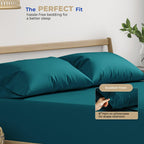 Thread Spread Glee King Size Pillow Cases 2 Pc, Soft & Smooth 100% Cotton Pillowcases, 400 Thread Count Sateen Weave, Teal Pillow Covers - Perfect For Home, Hotels & Hospital Use
