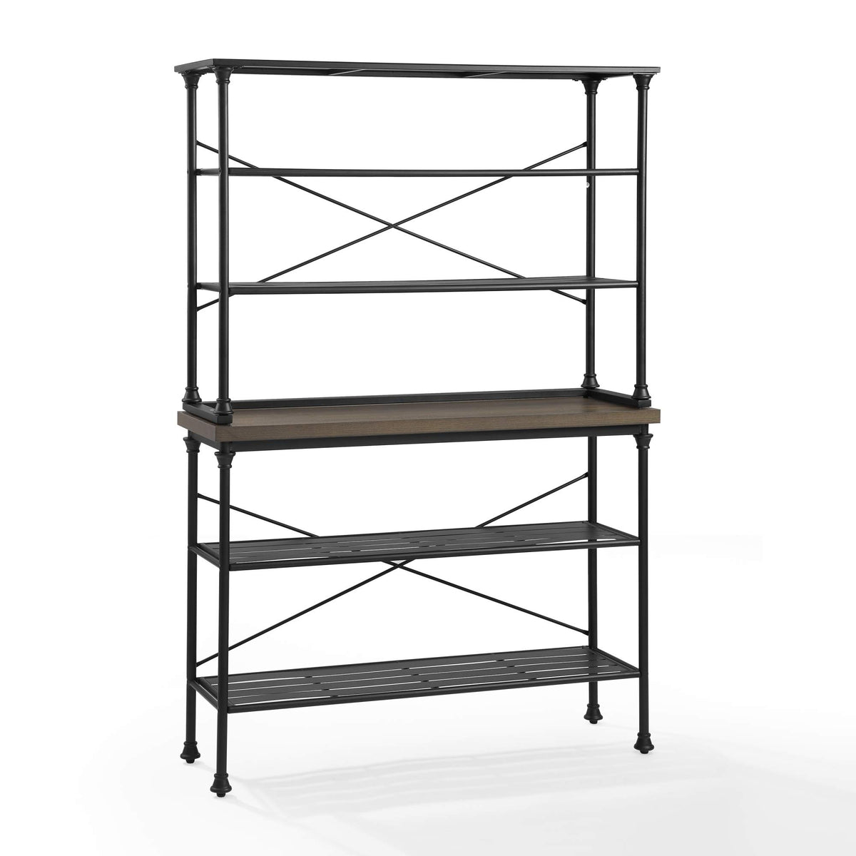 Crosley Furniture Madeleine 48&quot; Farmhouse Metal Baker's Rack in Brown/Black