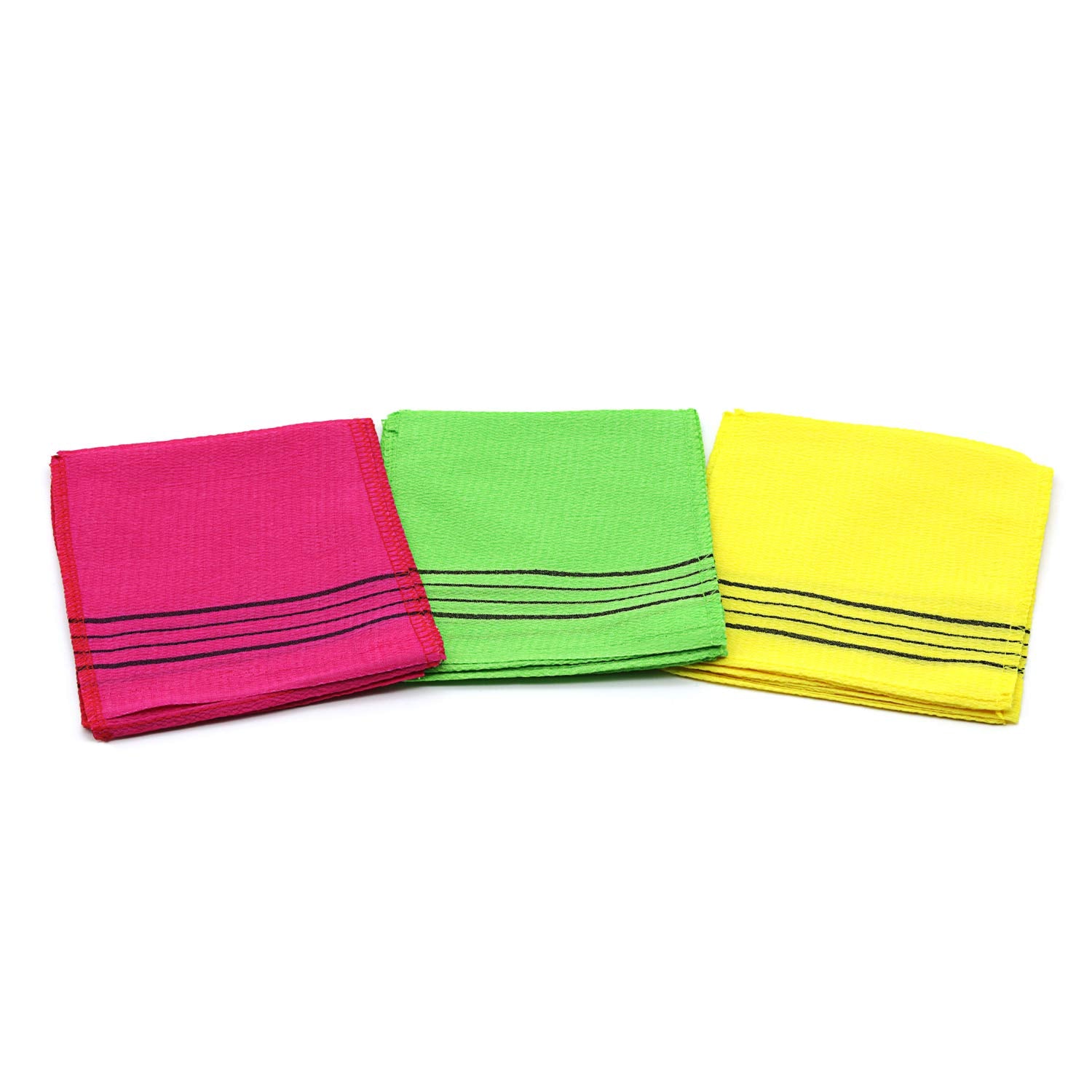 Goldsangsa-Korean Exfoliating Towel Washcloth Mitts 12Pcs(Green4,Red4,Yellow4)/Korean Italy Towel Skincare Exfoliating Scrub Bat