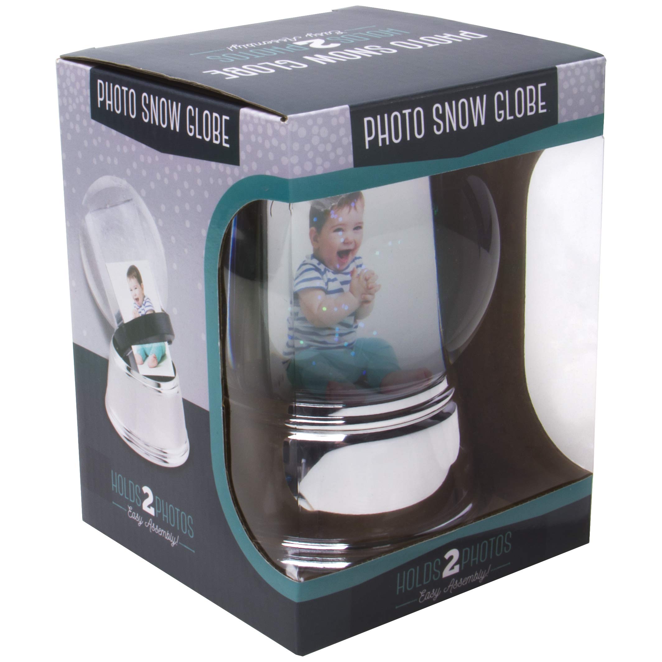 Neil Enterprises Inc. Chrome Photo Snow Globe with Silver Base - 4.25 x 6 x 4 Decorative Keepsake