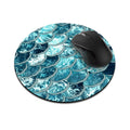 Fincibo Non-Slip Round Mousepad, Mermaid Scales Blue Wave Mouse Pad For Home, Office And Gaming Desk