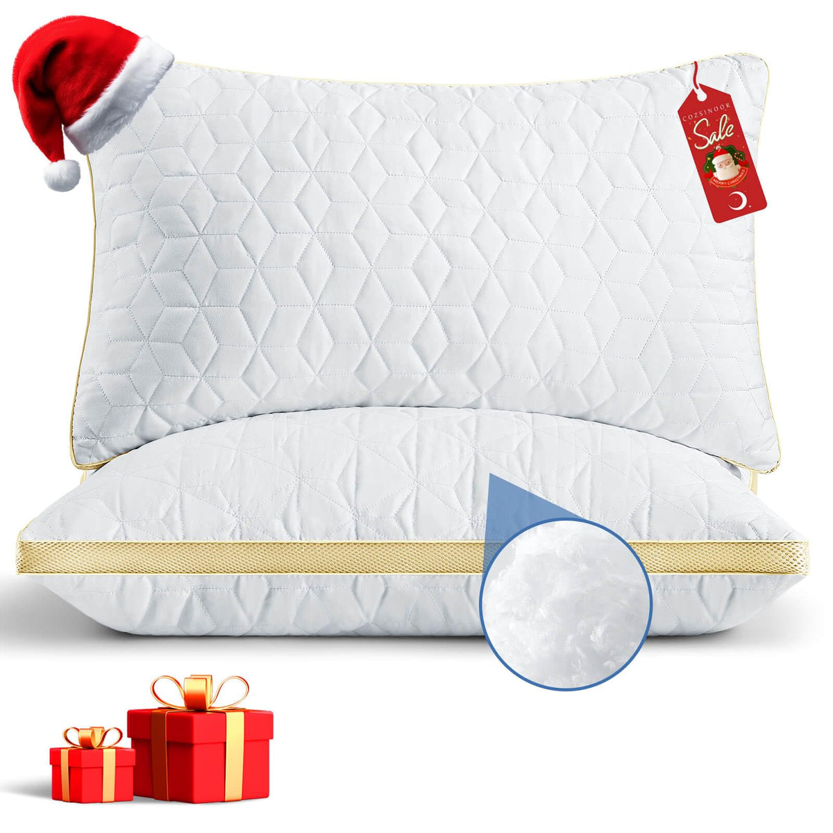 Mislili Pillows King Size Set Of 2, Luxury Hotel King Size Pillows, Gusseted Down Alternative King Pillows, Soft Bed Pillows For
