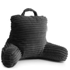 Nestl Cut Plush Striped Reading Pillow For Kids & Teens, Small Back Pillow, Back Support Pillow, Shredded Memory Foam Bed Rest Pillow With Arms, Dark Gray