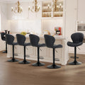 COLAMY Bar Stools Set of 6, Modern Swivel Bar Chairs, Adjustable Faux Leather Upholstered Barstools Counter Height with High Bac