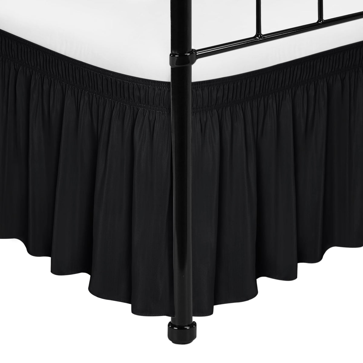 Biscaynebay Wrap Around Bed Skirts With Split Corners For Full Beds 15' Drop, Ivory Adjustable Elastic Dust Ruffles Easy Fit Wr
