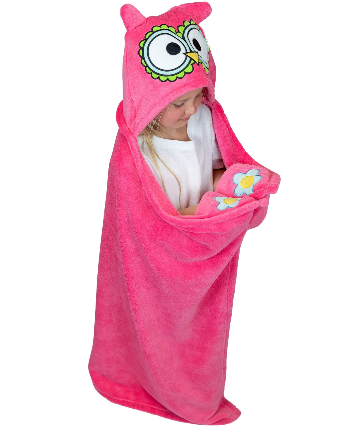 Lazy One Wearable Hooded Blanket For Kids, Animal Hooded Blanket (Owl)