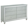 Coaster Home Furnishings Gunnison Modern Classic 62-inch 6-Drawer Bedroom Dresser Clothing Storage Cabinet Wide Chest of Drawers Organizer Unit Silver Metallic 223213