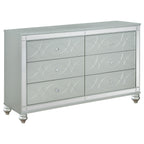 Coaster Home Furnishings Gunnison Modern Classic 62-inch 6-Drawer Bedroom Dresser Clothing Storage Cabinet Wide Chest of Drawers Organizer Unit Silver Metallic 223213