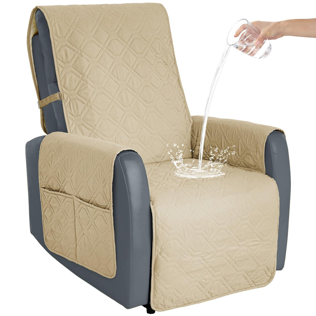 SOFTOWN Recliner Chair Cover Sofa Slipcover Non-Slip Chair Couch Cover Machine Washable Furniture Protector with Straps for Dogs