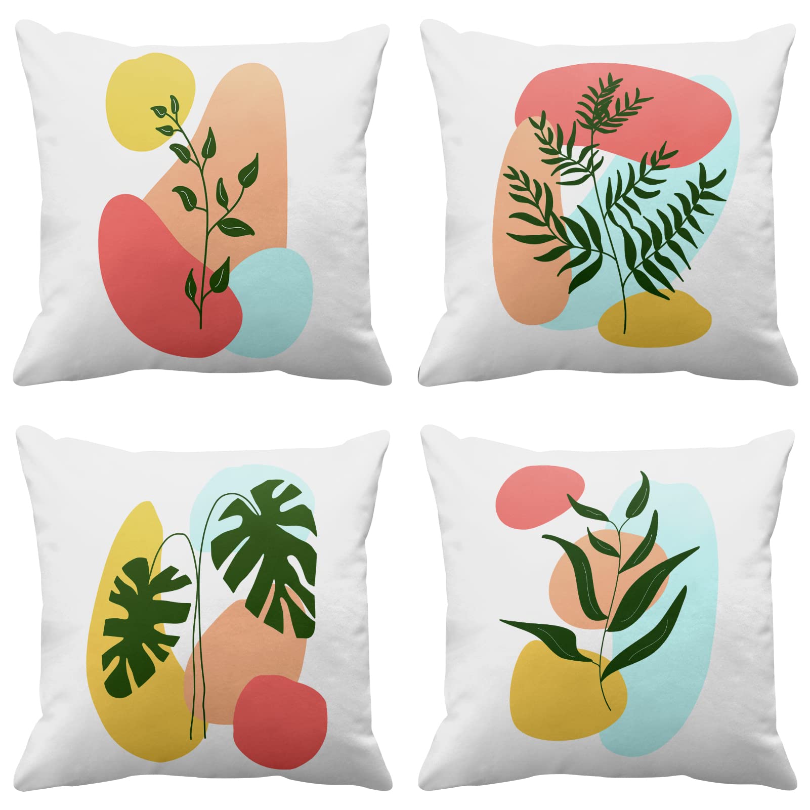 Britimes Mid Century Bohemian Throw Pillow Covers 18X18 Inches Home Decor Set Of 4 Pillow Cases Decorative For Bed Sofa Cushion