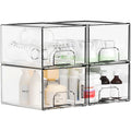 4.4 Tall Small Clear Acrylic Stackable Storage Drawers for Vanity,Under Sink,Bathroom Closet,Medicine Cabinet Organization and P