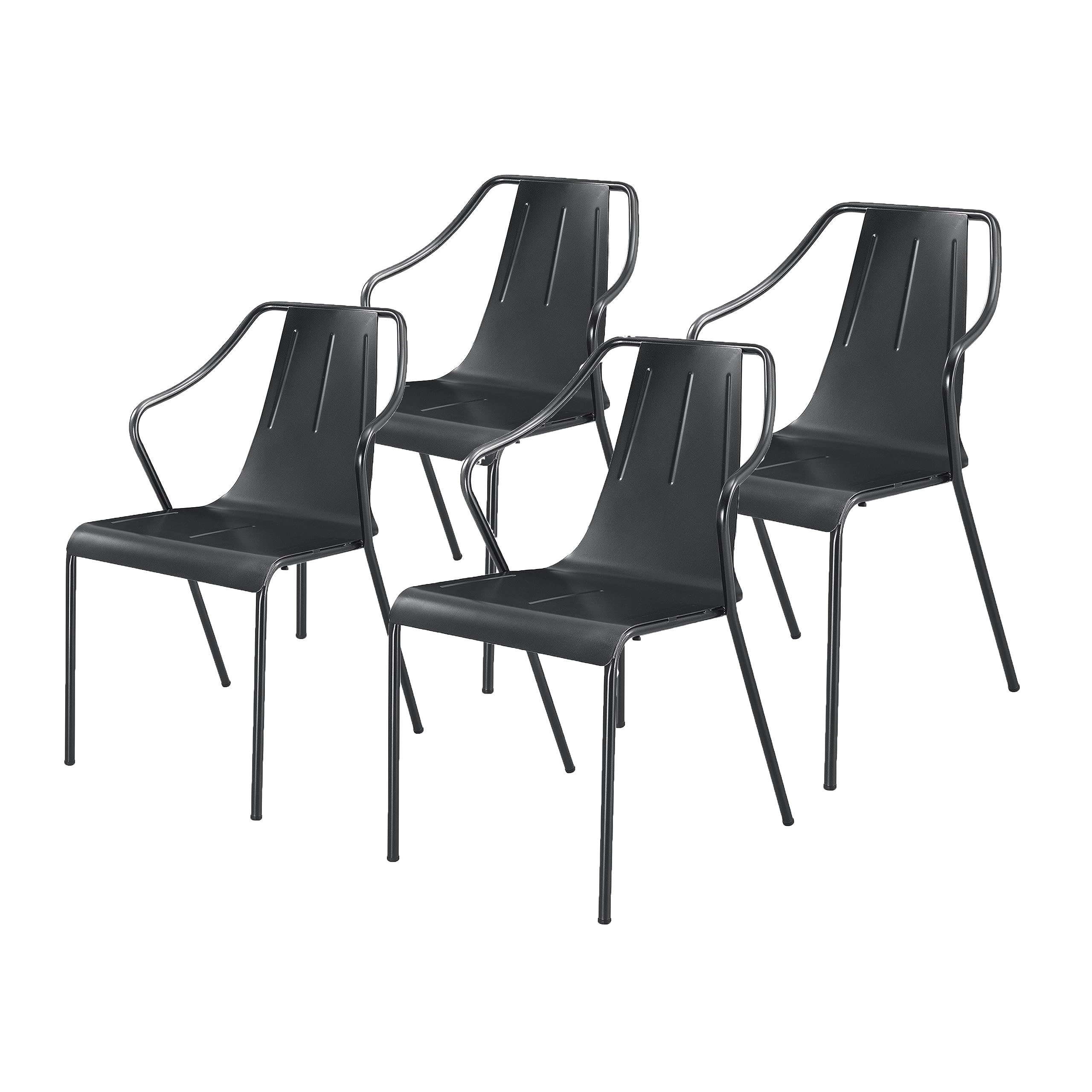 Npd Furniture And More Callum Metal, Set Of 4 Dining Chairs, Gunmetal Grey