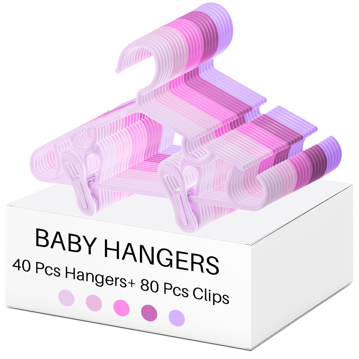 Hsei Baby Hanger with Clip for Pant,120 Packs Total,Pink Series,10.6 Inch