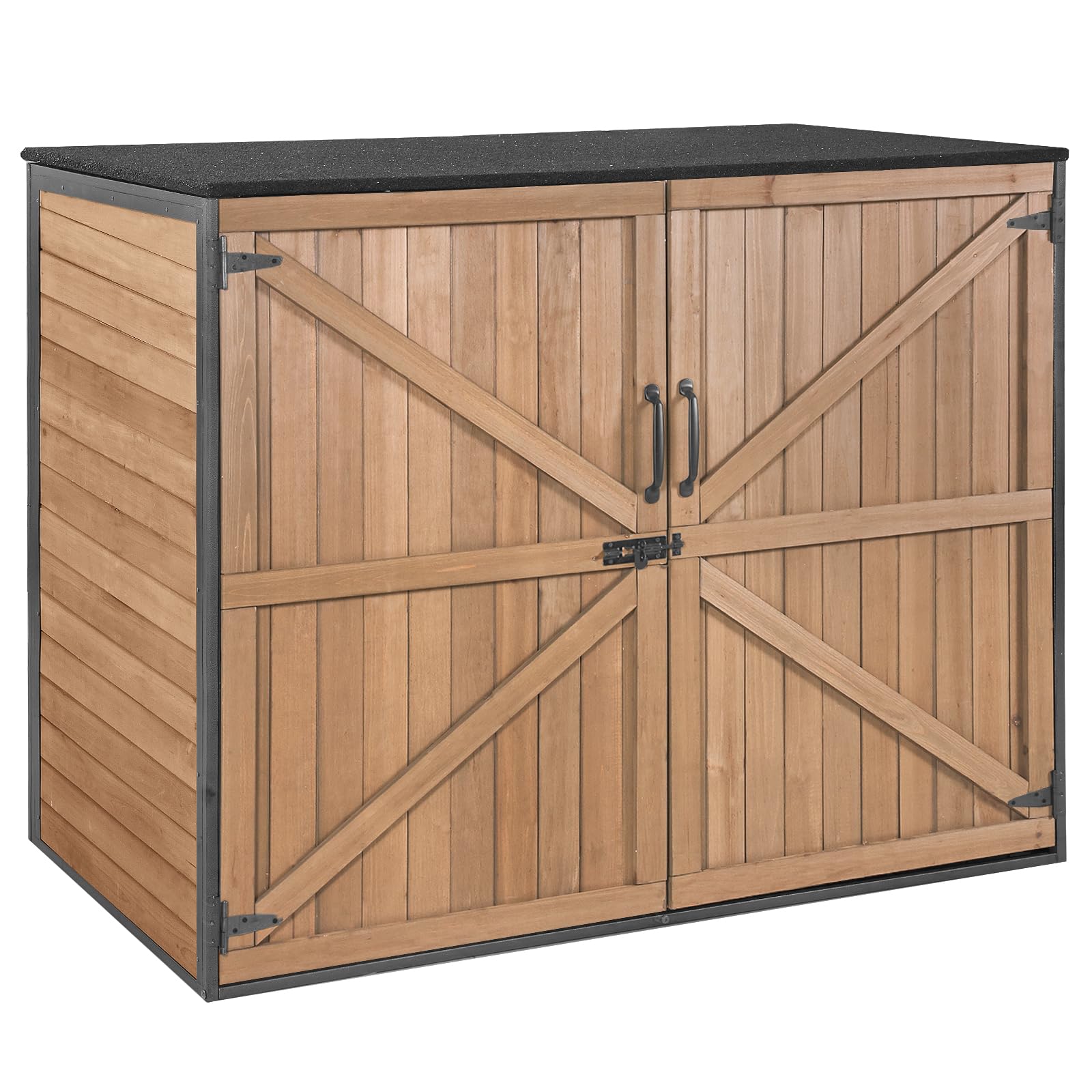 Aivituvin Outdoor Storage Shed Upgraded With Strong Metal Frame Horizontal Storage Cabinet For Trash Cans And Yard Tools 4.2 Ft.