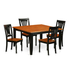 East West Furniture PFPL5-BCH-W 5 Piece Dining Set Includes a Square Dining Table with Butterfly Leaf and 4 Kitchen Chairs, 54x54 Inch, Black & Cherry