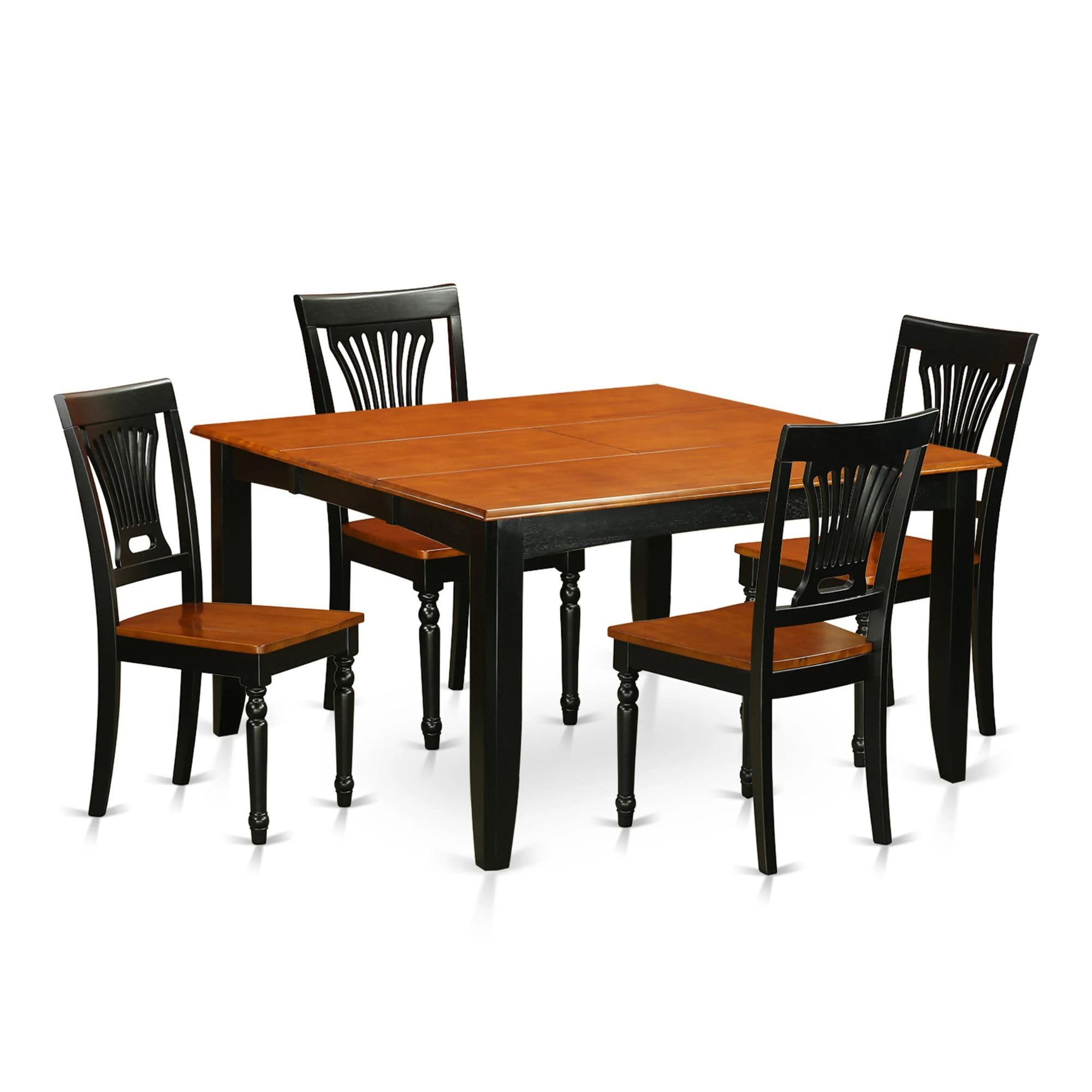 East West Furniture PFPL5-BCH-W 5 Piece Dining Set Includes a Square Dining Table with Butterfly Leaf and 4 Kitchen Chairs, 54x54 Inch, Black & Cherry