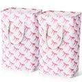 Leinuosen 2 Pcs 80l Large Bow Pink Laundry Hamper Basket with Waterproof Inner Lining, Collapsible Pink Clothes Storage Baskets 