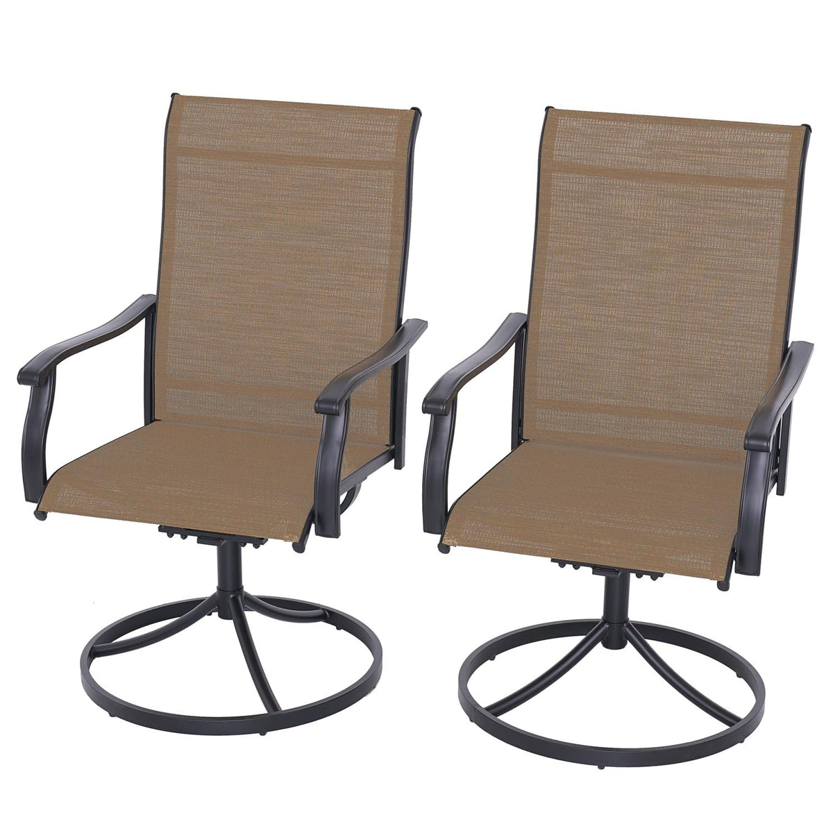 Nixtopia Patio Swivel Dining Chairs With Armrest, Textilene Support And Metal Frame For Garden Backyard Bistro Use Outdoor Chair