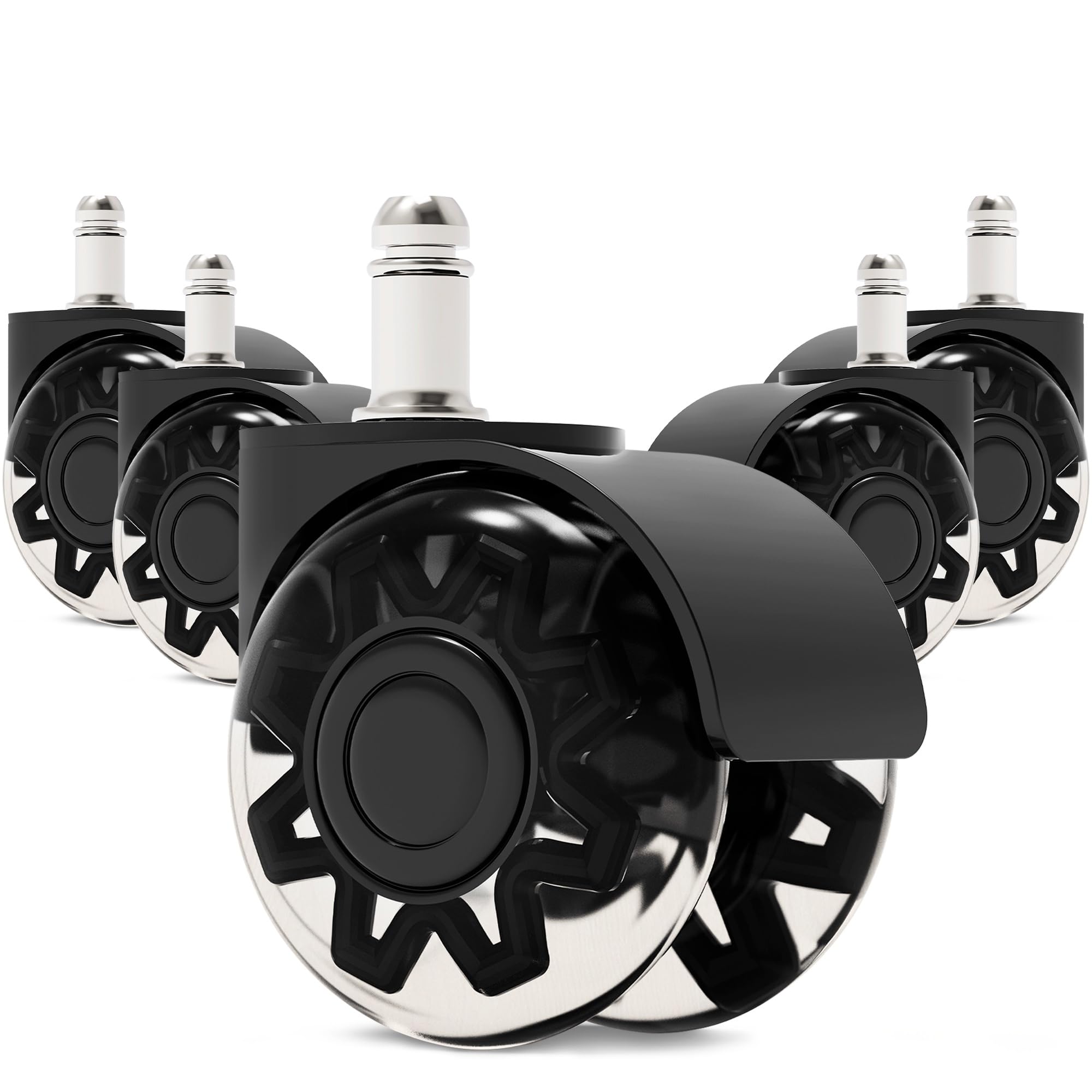 Office Chair Wheels Replacement - Set Of 5 Heavy Duty Rubber Caster Wheels For Office & Desk Chairs - Universal Fit, Smooth & Qu