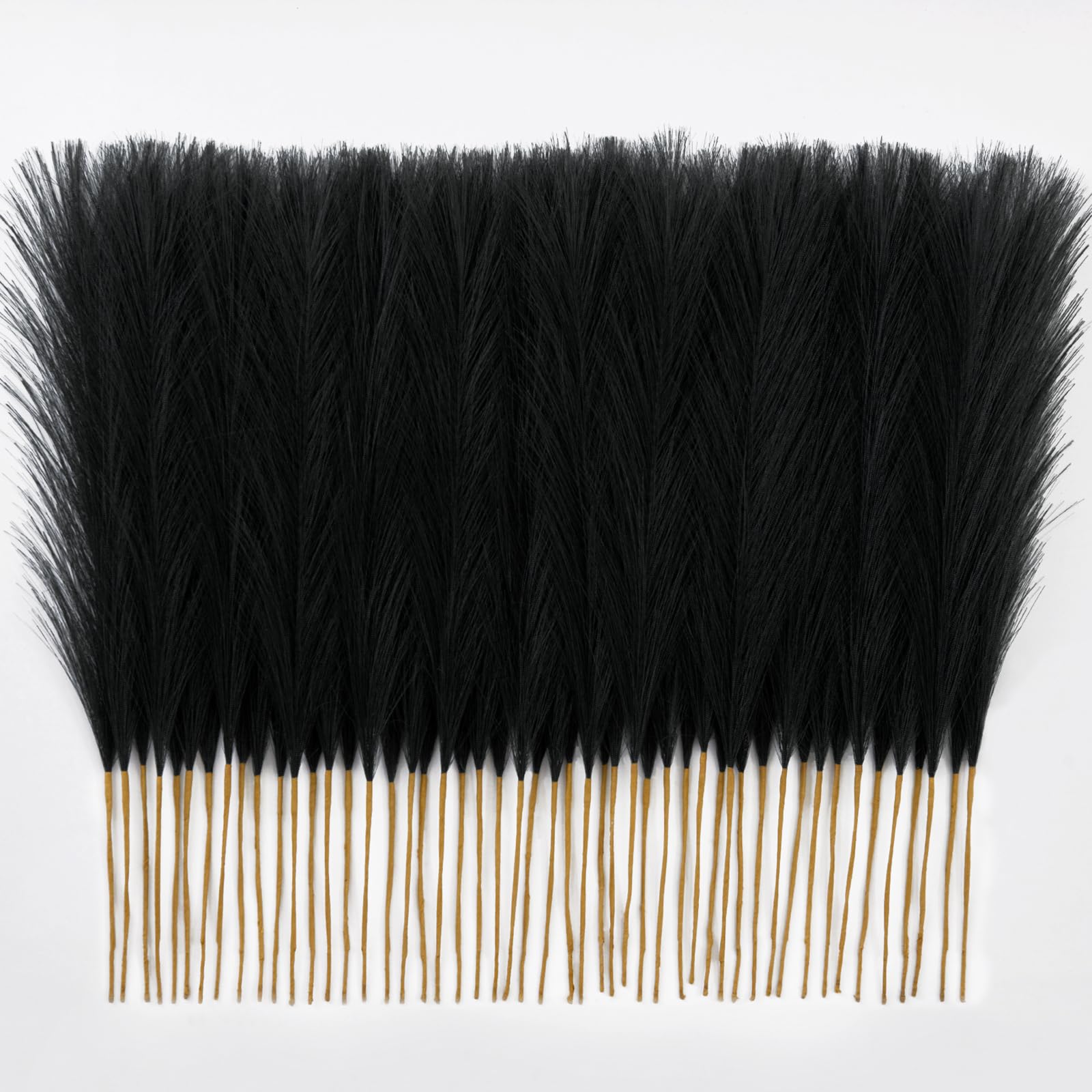 Faylifeway ?????????? Pampas Grass ????In, Black Artificial Pampas Grass Faux Plants Floral Fluffy Feathers Vase Filler For Boho
