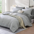 Wrensonge Light Grey Full Size Comforter, 7 Pieces Soft Full Size Comforter Sets- Full Comforter Fitted Sheet, Flat Sheet, 2 Pil