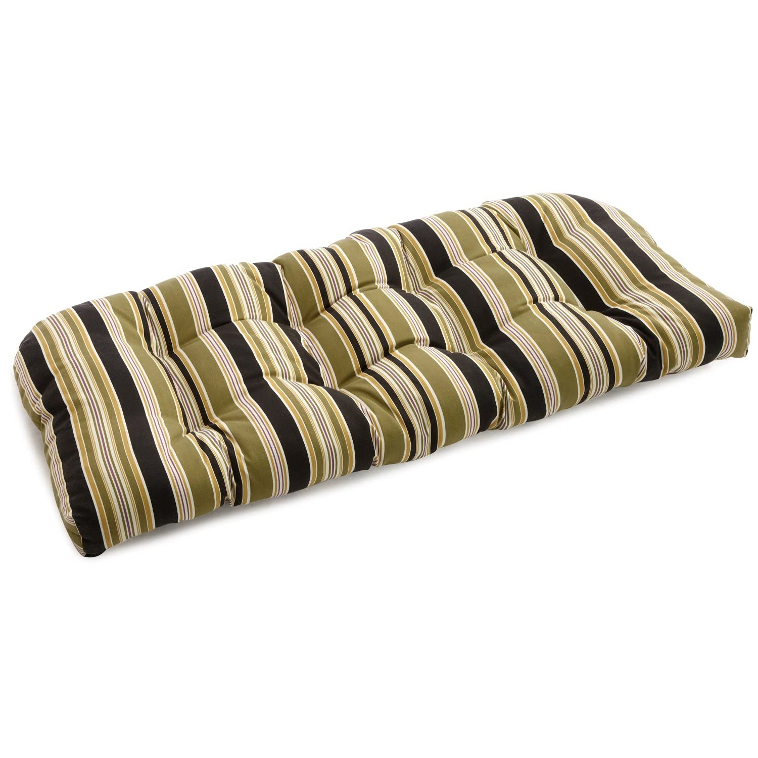 Blazing Needles Outdoor Rounded Back Loveseat Cushion, 42" X 19", Eastbay Onyx