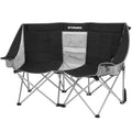 FUNDANGO Oversized Double Camping Chair, 660lbs Heavy Duty 2 Person Folding Padded Loveseat for Adults with Arm Cup Holder for O
