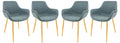 Markley Modern Leather Dining Arm Chair With Gold Metal Legs Set of 4