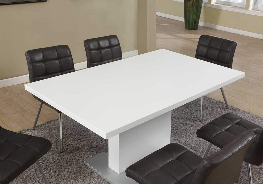 Monarch Specialties High Glossy White Dining Table, 35 x 60-Inch