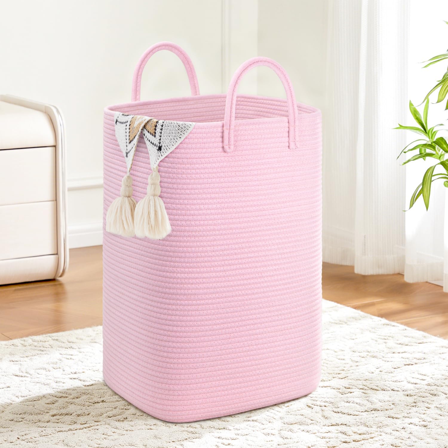 Artfeel Laundry Basket,Woven Cotton Rope Laundry Hamper,100L Versatile Storage for Dirty Clothes,Baby Toys,and Blankets in Bathr
