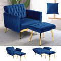 ACMEASE Velvet Accent Chair with Adjustable Armrests and Backrest, Button Tufted Lounge Chair, Single Recliner Armchair with Ott