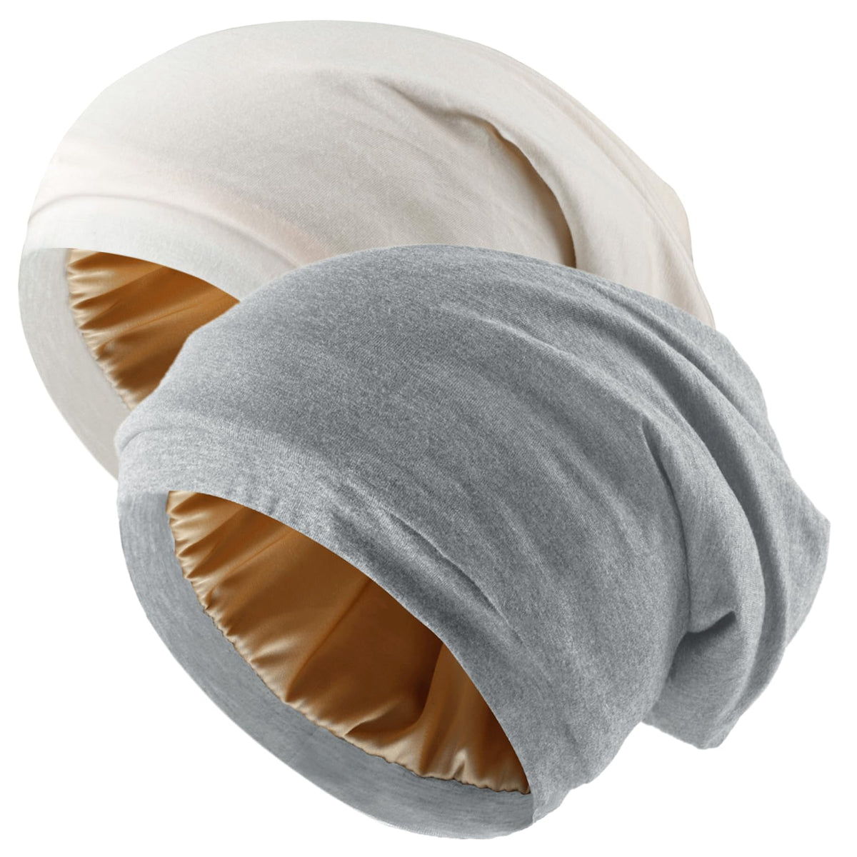 NICPOO Silk Satin Bonnet Hair Wrap for Sleeping, 2 Pcs Adjustable Silk Bonnets for Women Men Sleep Cap Silk Lined Slouchy Curly 