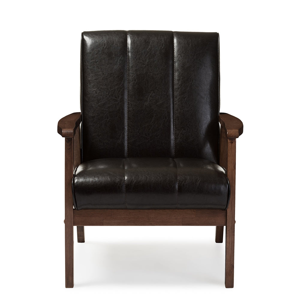 Baxton Studio BBT8011A2-Brown Living-Room-Chairs, Medium, Leather, Dark Brown