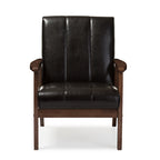 Baxton Studio BBT8011A2-Brown Living-Room-Chairs, Medium, Leather, Dark Brown