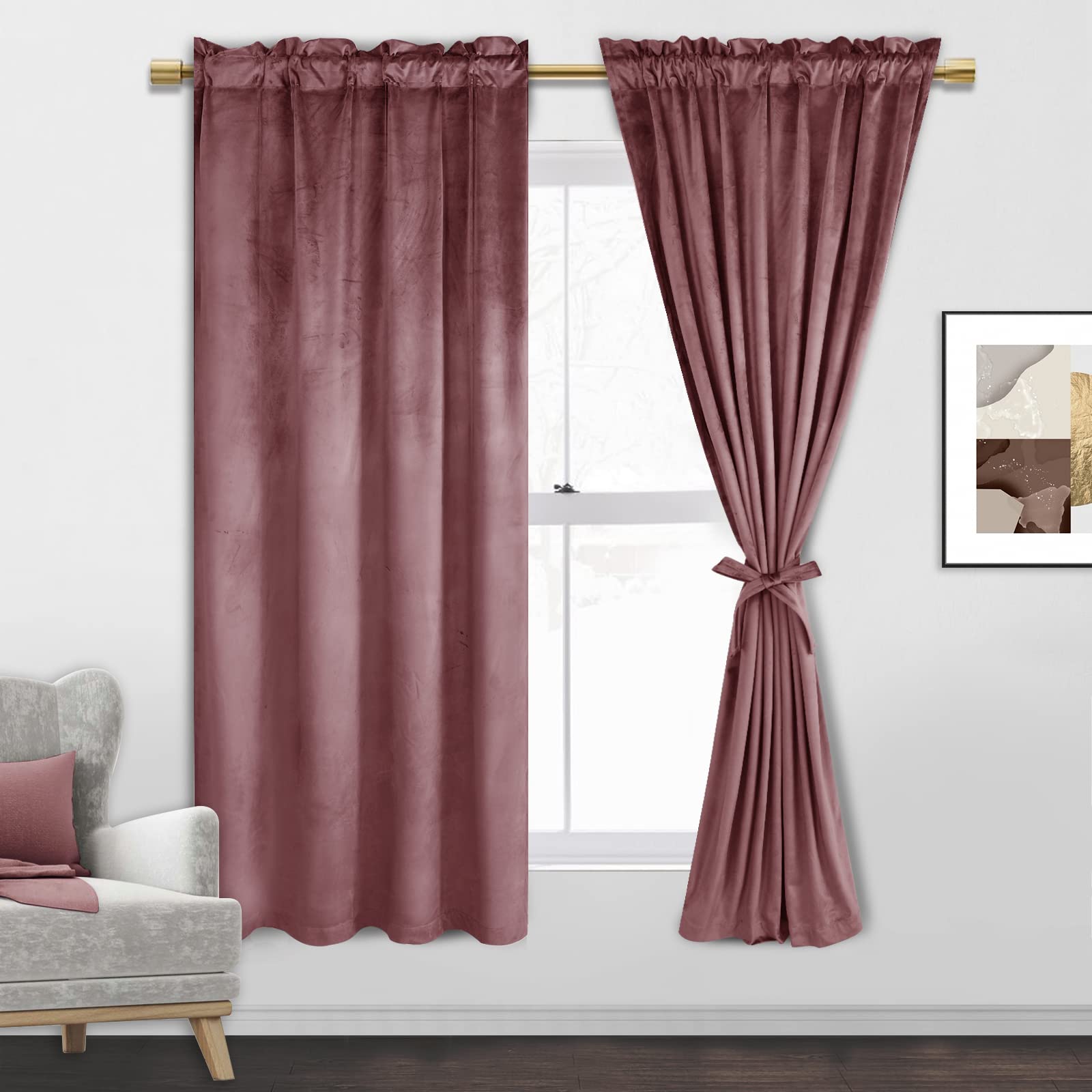 Jiuzhen Velvet Curtains For Nursery/Bedroom Luxury Thermal Insulated Privacy Protect Window Drapes For Office/Party/Window, Set