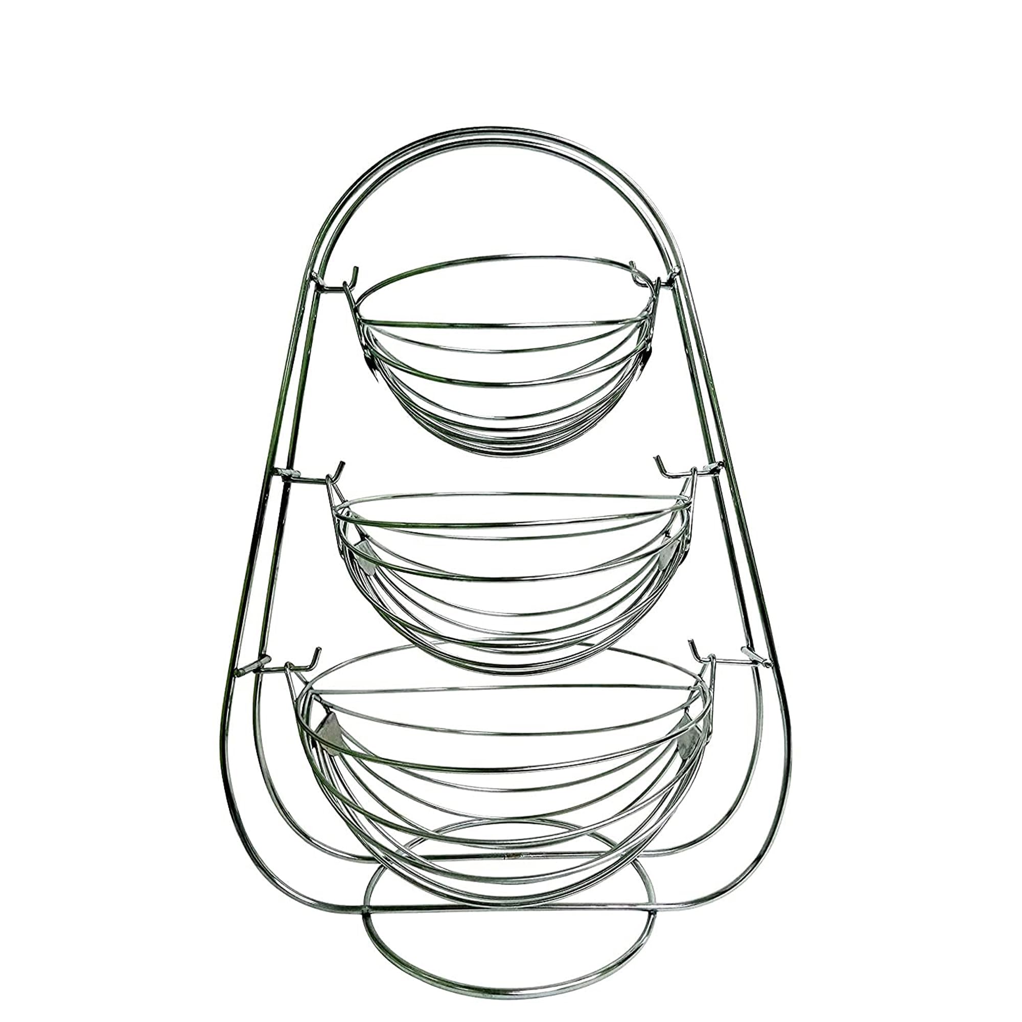 Sulfar Stainless Steel 3 Tier Swing Step Shelf Rack Fruits & Vegetable Onion Trolley Container Basket Countertop Organizer Organ