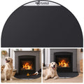 FLASLD Fireproof Fireplace Mat 32  60Inch Half Round Hearth Rug Protects Floors from Sparks Embers, Black with White Label