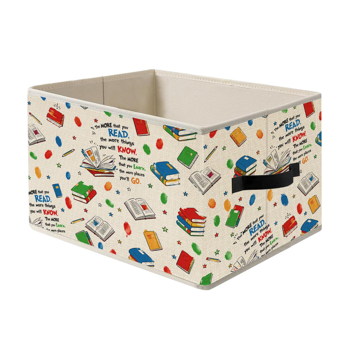 FRZSDVHNM Inspirational Reading Book Storage Basket Bin for Clothes Books