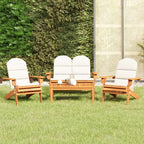 vidaXL Adirondack Style 4 Piece Patio Lounge Set, Solid Acacia Wood, Comprises of Chairs, Bench, Coffee Table with Cream White Cushions for Outdoor Garden