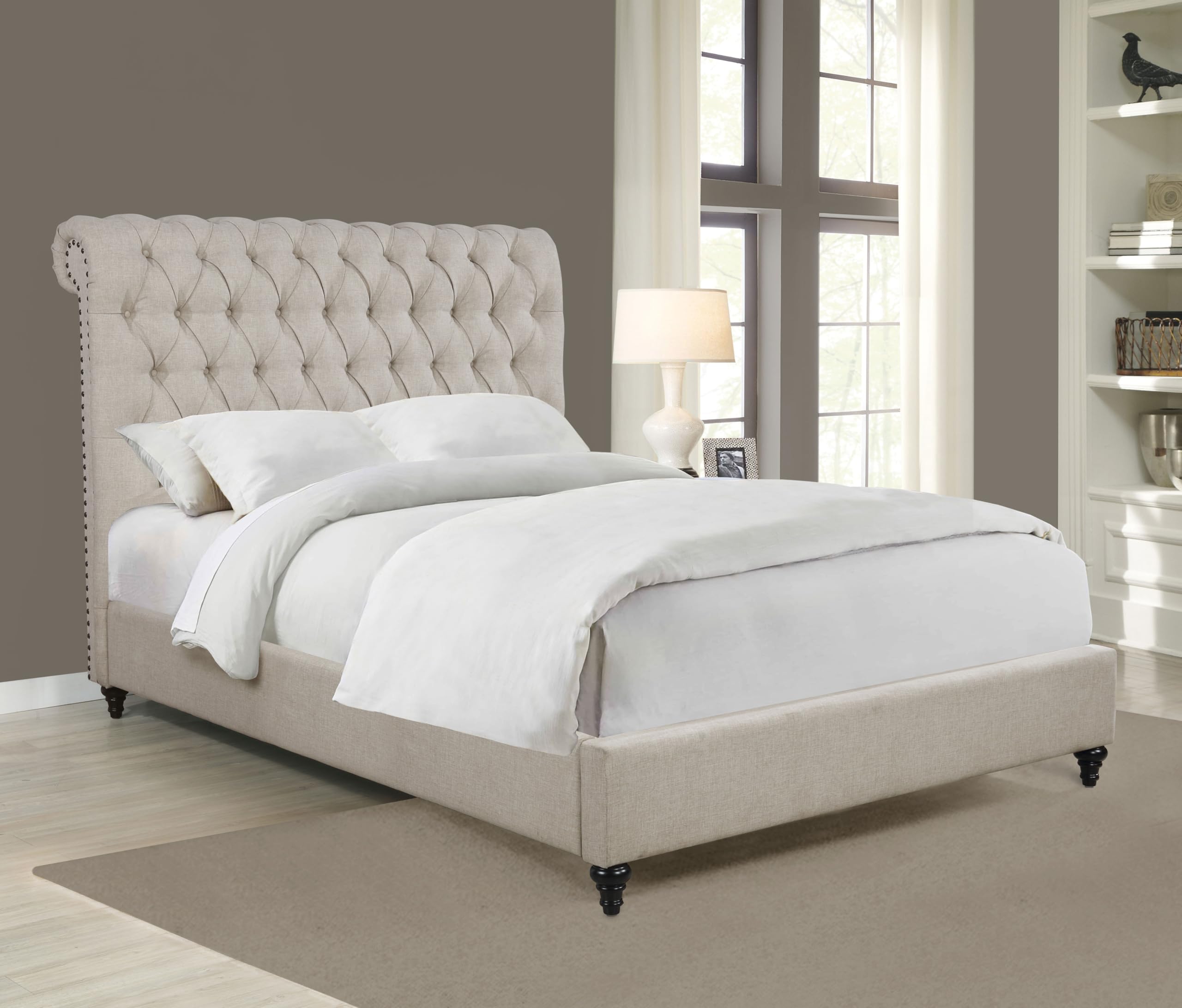 Coaster Home Furnishings Devon Upholstered Queen Panel Bed Beige