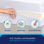 Rv 6 Sided Zippered Mattress Protector With Secure Locking Zipper For 60X75 Rv Short Queen. Creates A Natural Seal Around Your M