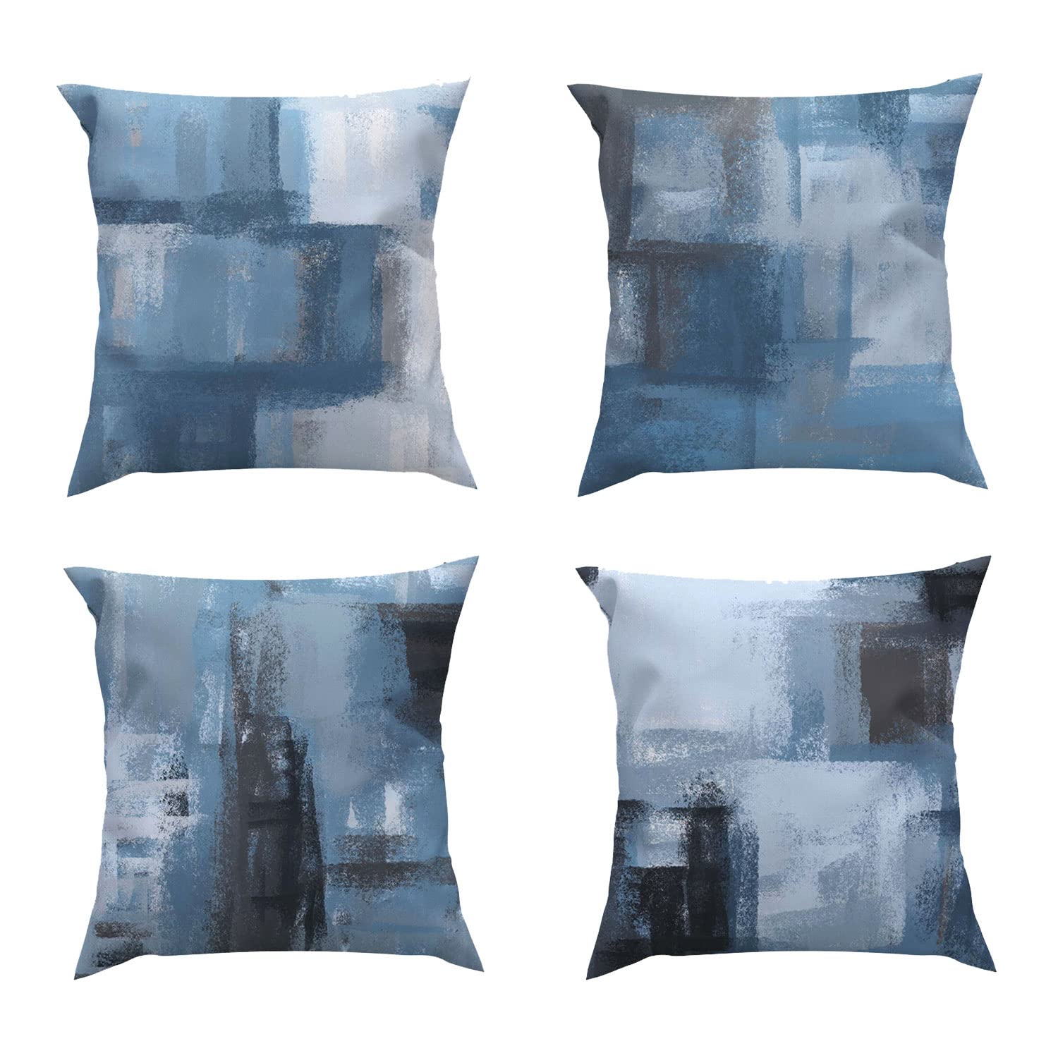 Rock Cloud Set Of 4 Blue And Grey Art Modern Decorative Gray Throw Pillows Covers Cushion Cover For Bedroom Sofa Living Room 18X