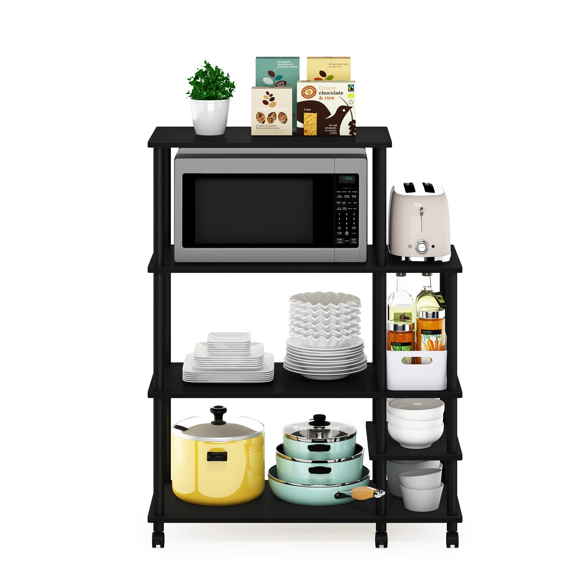 Furinno Turn-N-Tube Kitchen Shelf Cart, Americano/Black