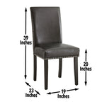 Steve Silver Verano Parsons Easy-Clean Vinyl, Set of 2 Side Chair, Chrome Nailhead Accent, Memory Foam Comfort, Kitchen, Dining Room,19 x 26 x 40, Espresso/Black