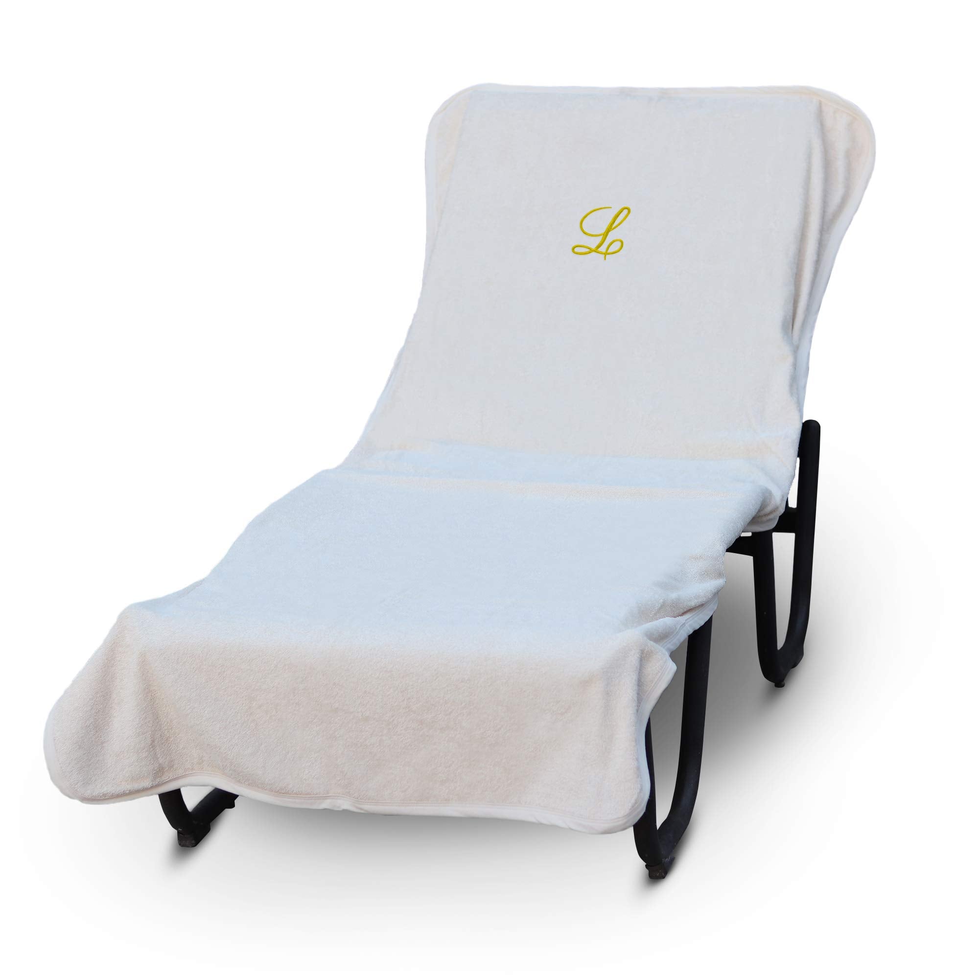 Luxury Hotel & Spa Monogrammed Pool Chaise Lounge Cover, Gold Embroidered - Extra Absorbent 100% Turkish Cotton- Soft Terry - Ho