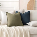 Miulee Linen Pillow Covers 20X20 Inch Light Olive Green ?Decorative Boho Farmhouse? ?Neutral Throw Pillows Pack Of 2 Soft Accent Couch Pillowcases Spring Modern Home Decor Sofa Cushion Livingroom Bed