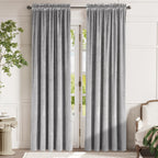Lazzzy Light Gray Velvet Curtains Thermal Insulated Curtains 90 Inch Long Room Darkening Window Drapes For Bedroom Living Room Super Soft Luxury Window Treatment 2 Panels Rod Pocket