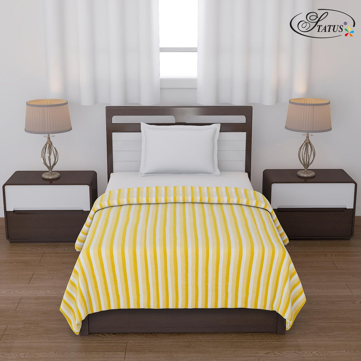 Status Contract All Season Multipurpose Single Bed Polar Fleece Blanket/Summer AC Blanket (Yellow)