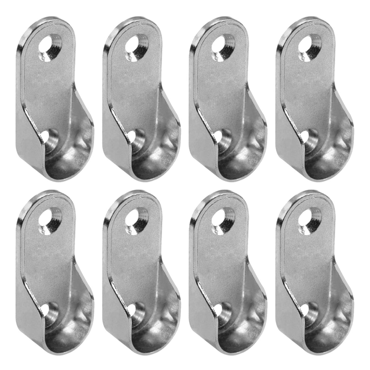 EMVANV 8 PCs Wardrobe Rod Bracket,Oval Closet Rod End Supports 2 Hole Clothes Rod Clothes Rest HeavyDuty Closet Pole Socket (si